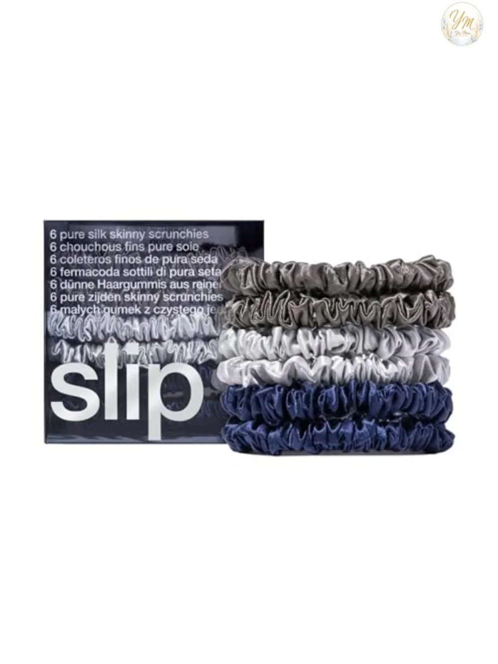 Set of 6 100% Mulberry Silk Scrunchies Hair Ties Anti-Damage All Hair Types